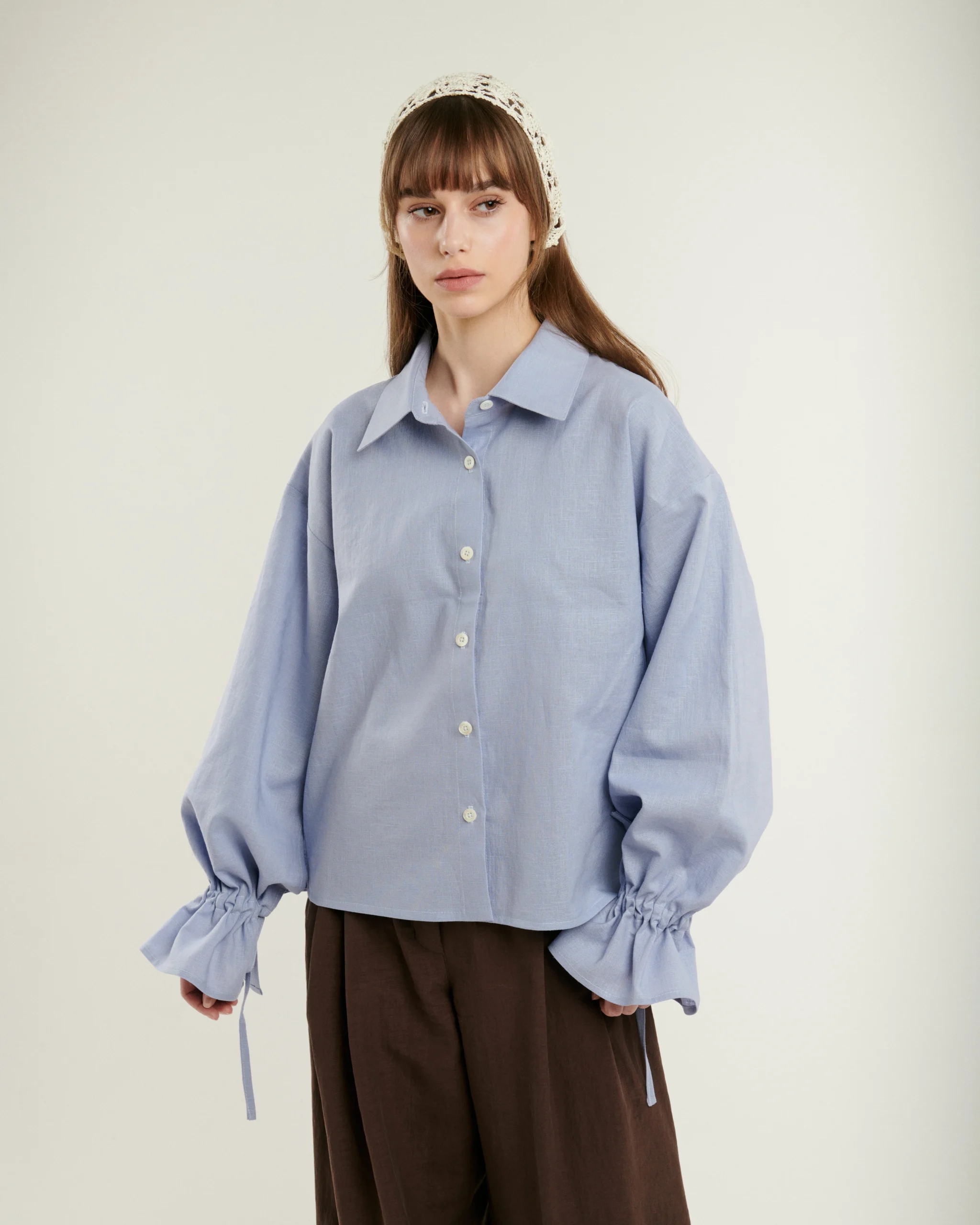 Ľanová blúzka MUSCARI modrá